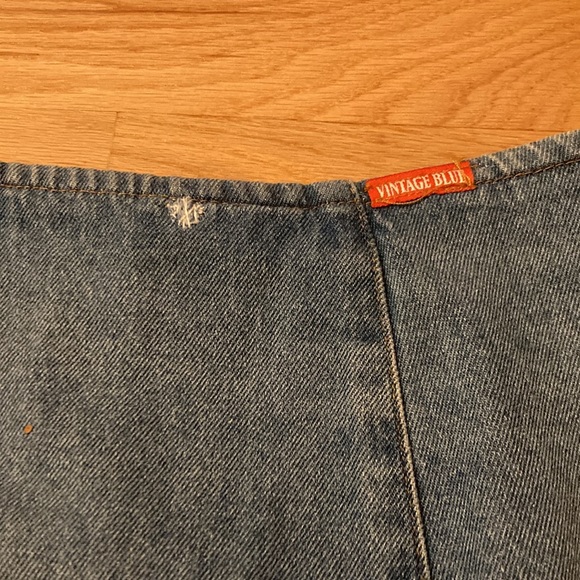 Vintage Blue Button Front Jean Skirt - Picture 3 of 5
